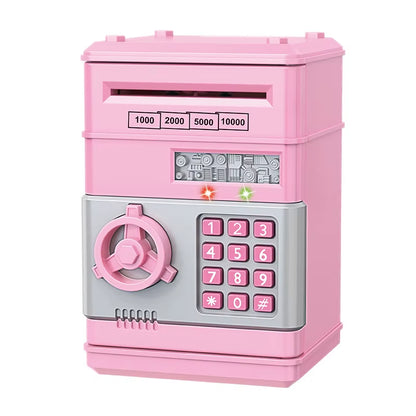 Electronic Piggy Bank Automatic Mini Safe Coins Cash Saving Money Box Password Counter Code Key Lock Coin Bank ATM Child Gift